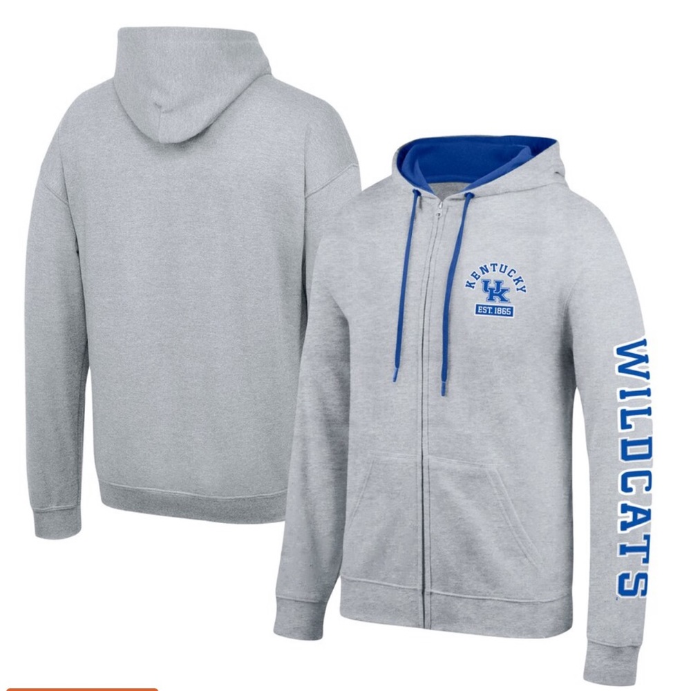 Men's Grey Kentucky Wildcats Full-Zip Hoodie- XL